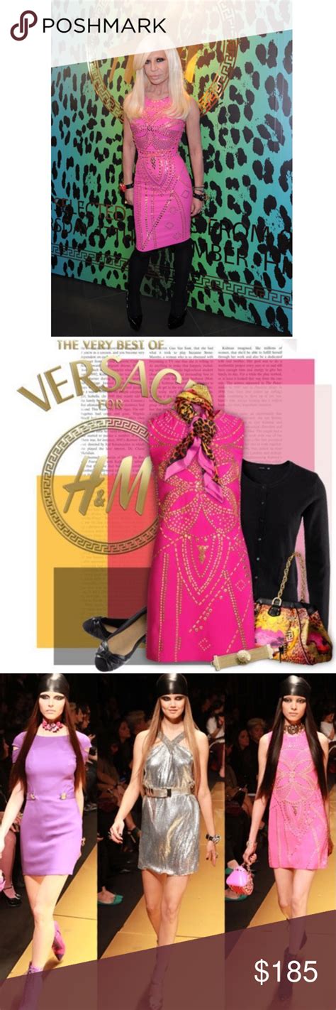 versace h&m pink studded dress|versace official website.